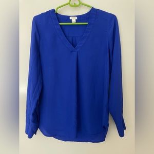 J Crew royal blue chiffon V neck